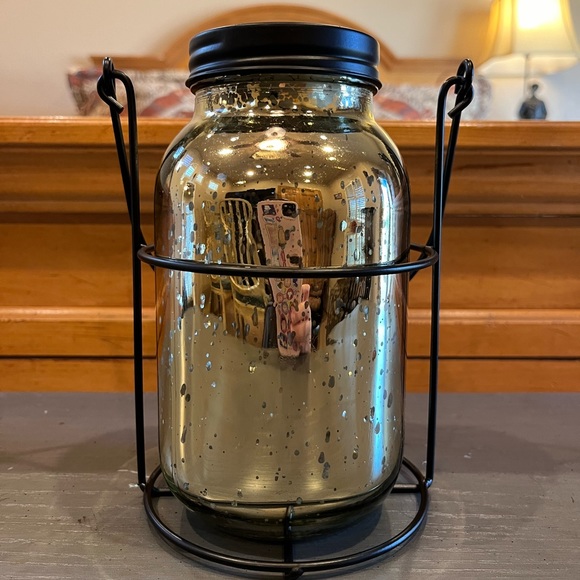 Gold Mercury Glass Fairy Light Mason Jar - Battery Operated - Picture 9 of 14